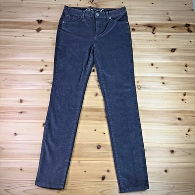 Calças femininas Seven7 de veludo 4 cinza cintura ultra alta skinny com nervuras - Imagem 1 de 4