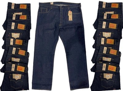 Levis 501 Original Fit Mens Stretch Jeans Big & Tall Dark Blue B&T #0060 - Image 1 of 4