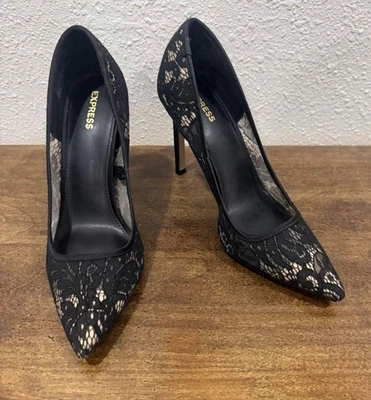 Tacones altos Express encaje negro - Talla 8 Foto 1 de 4