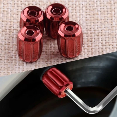 4pc Red Brass Tire Air Valve Stem Cap Fits Most universal Cars, Trucks & SUVs - Image 1 of 4