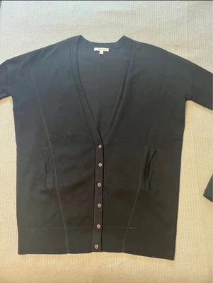 BP Long Sleeved Half Button-Up Women's Knit Sweater Soft Cardigan Black Small - Image 1 of 2