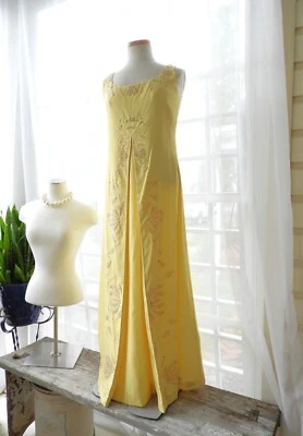 Vestido De Colección Años 60 Amarillo Chifón Cuentas Formal Estilo Liz Taylor Talla M Foto 1 de 4