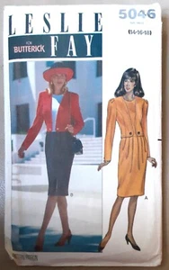 1990 Leslie Fay für Butterick 5046 Kleid Nähmuster UNGESCHNITTEN - Bild 1 von 4