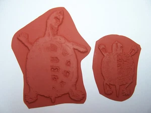2 Turtle Unmounted Rubber Art Stamps for Papercrafts, Stamping, Collages & Cards - Picture 1 of 1