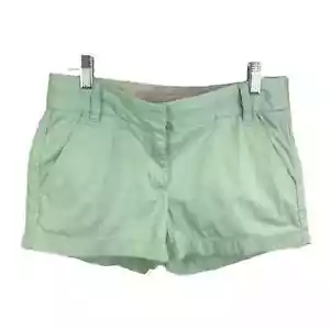 J. Crew Women's Chino Broke-In Shorts Green Cotton Flat Front Spring Summer Sz 0 - Picture 1 of 9