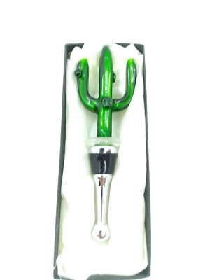 Tapón de botella de vino de vidrio artístico soplado a mano cactus en caja de regalo 5" Foto 1 de 4