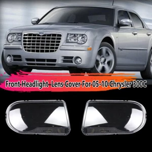 Pair Front Headlight Lens Replacement Cover Lampshade For 05-10 Chrysler 300C - Foto 1 di 10