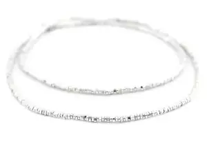 Faceted Shiny Silver Triangle Heishi Beads 2.5mm White Metal 24” - Picture 1 of 3