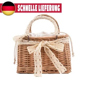 Vintage Damen Rattan Gewebte Tragetaschen Strand Perle Mini Korb Handtasche (A) - Bild 1 von 11