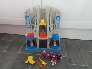 superman imaginext hall of justice playset-light up+4 x figures+missiles