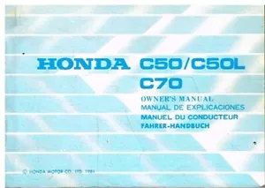HONDA C50 C50L C70 1981 OWNERS INSTRUCTION & MAINTENANCE HANDBOOK GB F D E TEXT - Picture 1 of 1