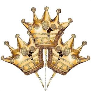 50 Pcs Wholesale - 3 Pcs  Gold Crown Foil Balloons Princess Birthday Party Decor - Picture 1 of 2