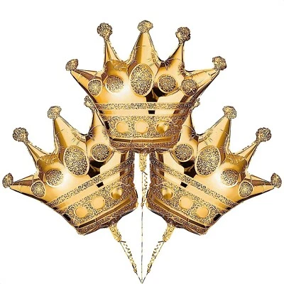 50 Pcs Wholesale - 3 Pcs  Gold Crown Foil Balloons Princess Birthday Party Decor - Image 1 of 2