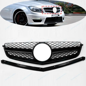 Parachoques delantero negro brillante rejilla radiador apto para Mercedes Benz C63 2007-2011 - Imagen 1 de 5