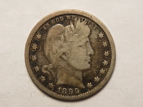 1899-P Barber Quarter, VG/F, Lightly Cleaned Cover