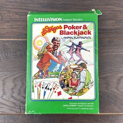  NOS Mattel Intellivision Game w/ Box & Manual Poker Black Jack - Image 1 of 3