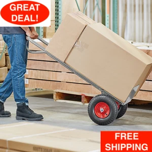 Heavy-Duty Industrial Gray 1000 lb. Hand Truck With 13" Pneumatic Wheels Manual - Picture 1 of 12