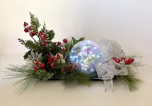 CHRISTMAS CENTERPIECE LIGHTED ORNAMENT HOLIDAY WHIMSICAL ARRANGEMENT DECORATION - Picture 1 of 9