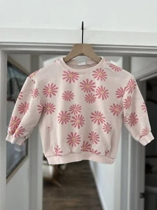 Zara Pink Flower Print Girls Sweatshirt, Size 4-5 - Picture 1 of 3