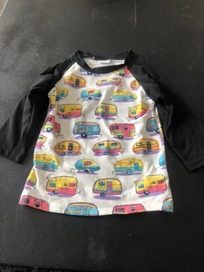Boys Boutique Handmade Raglan Sleeve Vintage Trailer Shirt Airstream Size 4T - Picture 1 of 6