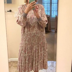 Carole Little St Tropez Dress 6 Paisley Smocked Drop Waist modest Vintage m … - Picture 1 of 15