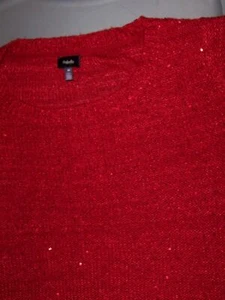 Neu mit Etikett Rafaella rubinroter Pullover mit Pailletten und Rundhalsausschnitt – Größe 3X - Bild 1 von 3