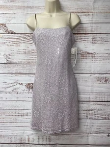 Betsy & Adam by Jaslene Neu mit Etikett lila Spitzenkleid Strassriemen kurz WD2-6 - Bild 1 von 10