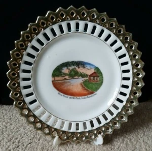 Vintage River Front Ellis Park, Cedar Rapids, Iowa Souvenir Plate Gold Edge - Picture 1 of 6