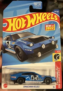 🔥2022 Hot Wheels Dimachinni Veloce Blue Racing ~ HW Daredevils Firestone Nuevo - Imagen 1 de 3