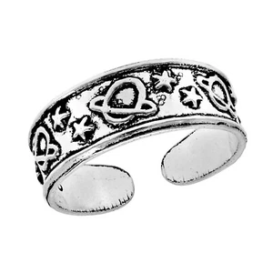 Trendy Planet and Stars Universe Sterling Silver Toe or Pinky Ring - Picture 1 of 4