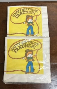 Vintage Happy Birthday Pardner Cowboy Party Napkins 2 Packs NEW NOS - Picture 1 of 4