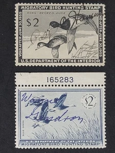 MS-44 US DUCK HUNTING STAMP #'s RW21 & RW22, USED CV $27.50 - Picture 1 of 2
