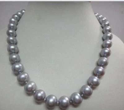 HERMOSO COLLAR DE PERLAS GRIS TAHITIANO NATURAL 18"" CIERRE 14K Foto 1 de 3