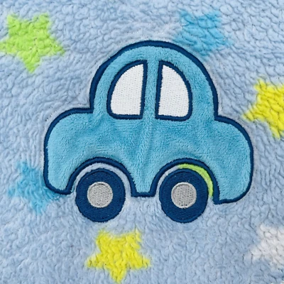Cutie Pie Baby Blanket Dinosaur Single Layer Plush Car Automobile Stars - Image 1 of 4