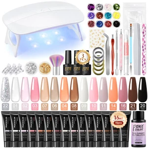 Poly Nail Extension Gel Set Mit UV-Lampe 15 Farben Builder Nail Gel Set Tools - Bild 1 von 13