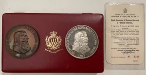 SAN MARINO BICENTENARIO NASCITA NAPOLEONE 1969 DITTICO MEDAGLIE ARGENTO BRONZO - Picture 1 of 7