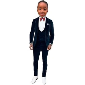 Velvet Boy's Suits Evening Wedding Party Formal Dress For Kids Slim Fit 3 Pieces - Picture 1 of 18