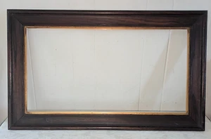ANTIQUE VTG RED OAK & GILT BORDER WOOD PAINTING FRAME FITS 25 x 13 in - Picture 1 of 11