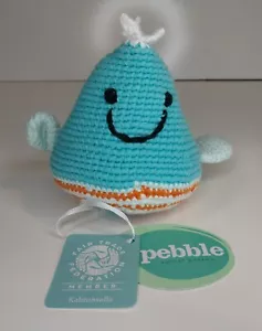 Whale Rattle 4" 100% Cotton Pebble World Fair Trade Organization NWT Turquoise - Picture 1 of 6