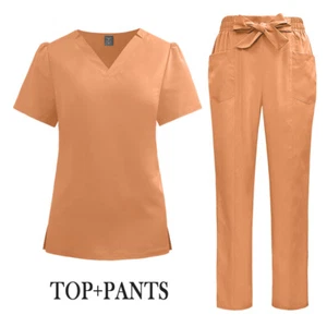 Surgical Uniform Woman Nursing Medical Accessories Salon Dental 2-pcs Workwear - Picture 1 of 32