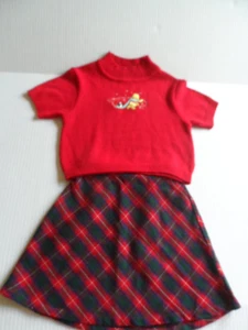 DISNEY GIRL'S HOLIDAY 2 PIECE OUTFIT WINNIE THE POOH & PENGUIN SIZE 6 VGC - Picture 1 of 12