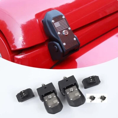 For Jeep Wrangler JK 07-18 Engine Hood Locking Latch Catch Kit Black Accessories - Image 1 of 4