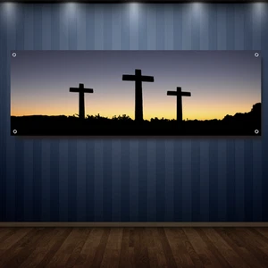 Jesus 1' X 3' Garage Banner, 13oz Vinyl - FREE SHIPPING Christian Cross Church - Bild 1 von 5