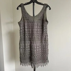 Abito donna a tubino HM Dainty taglia 8 verde kaki pizzo floreale senza maniche nuovo senza etichette - Foto 1 di 9