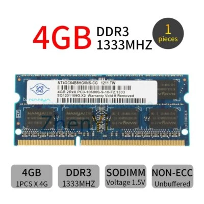 NANYA 4GB PC3-10600S DDR3 1333MHz CL9 2Rx8 204Pin SODIMM Laptop memoria RAM IT - Image 1 of 4