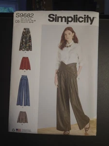 Simplicity 9682 Pants and Skirt w/ Crossover Waistband Pattern Size 4-12 Uncut - Picture 1 of 3