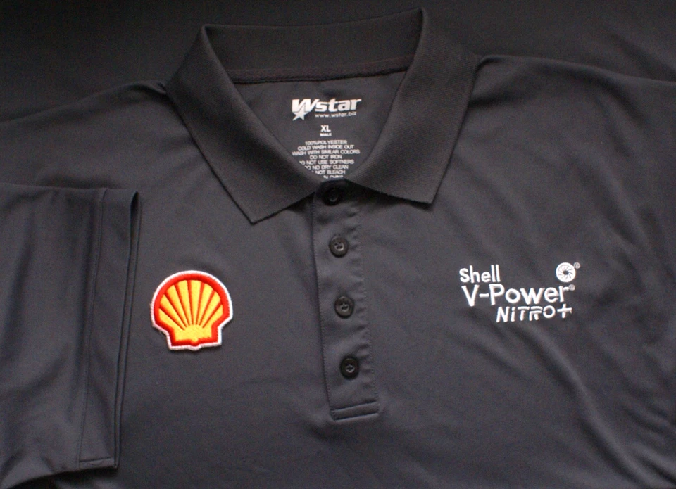 Shell V-Power Nitro Oil Gas Employee Uniform Polo Golf Shirt Mens XL - Image 1 of 2