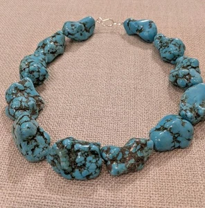 Southwest Turquoise Howlite Unisex Choker Necklace 18" - Picture 1 of 10