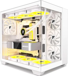 F300 White ATX Mid-Tower Gaming Case with 4 RGB Fans & 270° Glass Panel - Picture 1 of 8