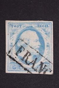 NETHERLANDS POST ZEGEL #1a CANCELADO FRANCIA LÁGRIMA EN LA ESPALDA - Imagen 1 de 2